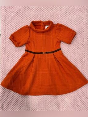4, Janie and Jack Burnt Orange Fit & Flare Dress